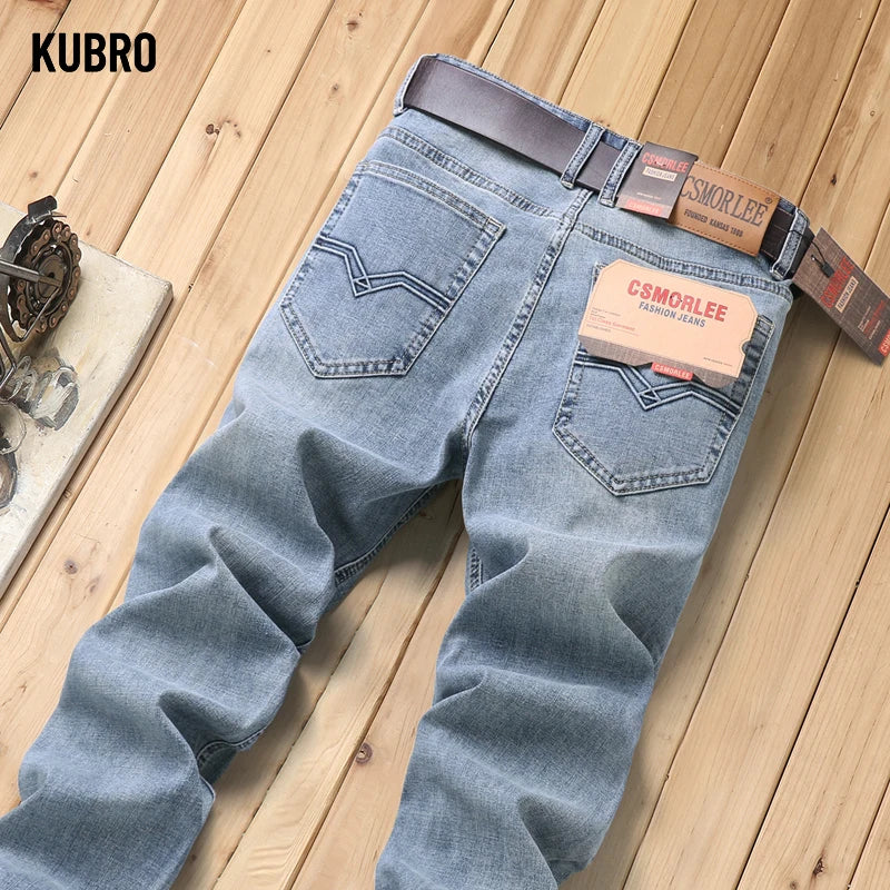 Classic Brand Casual Jeans Men High Quality Retro Slim Stretch Men's Cotton Trousers Embroidery Jean Homme Denim Pants