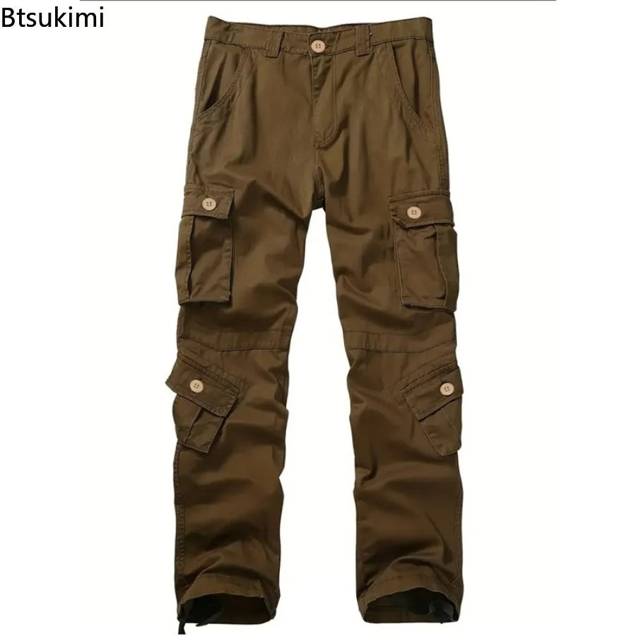 Men's Cotton Cargo Pants Fashion 8 Pockets Sport Trousers Pants Male Oversize Loose Straight Streetwear Pants for Men