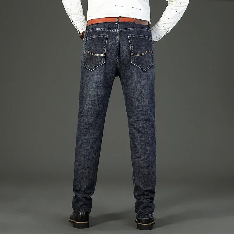 Classic Blue & Black Work Denim Trousers: Stylish Stretch Jeans for Every Season