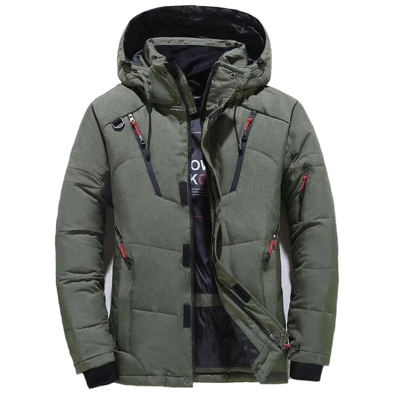 Men's Oversize Thick Padded Snow Coat: Hooded Winter Down Parka for Outdoor Warmth