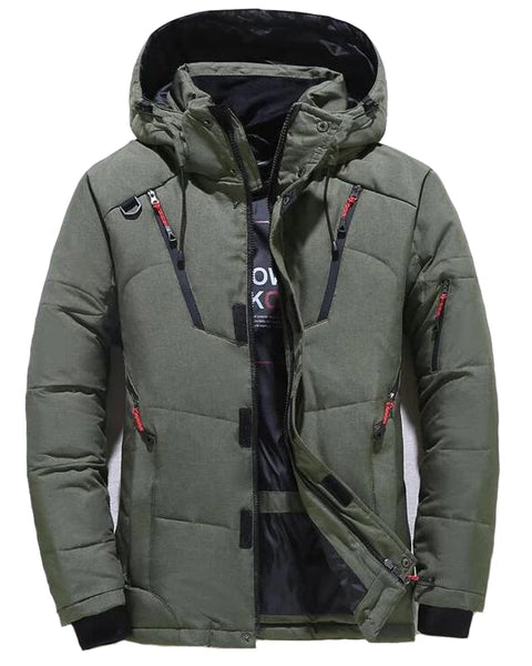 Men's Oversize Thick Padded Snow Coat: Hooded Winter Down Parka for Outdoor Warmth