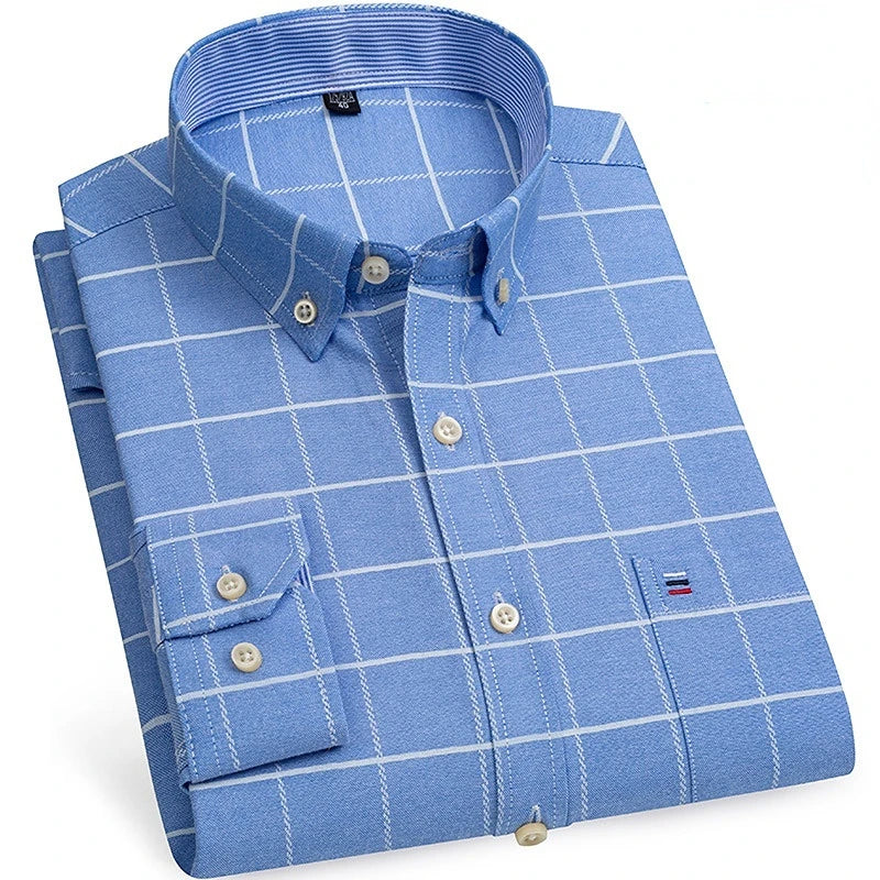 Men's Long Sleeve 100% Cotton Oxford Shirt Soft, Comfortable, and Quality Casual Business Wear