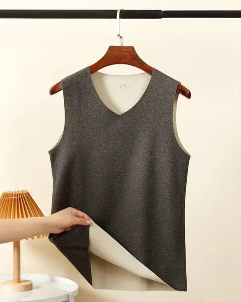 Men's Fleece Thicken Warm Tank Top: Cashmere Seamless Slim V-Neck Casual Vest for Autumn/Winter