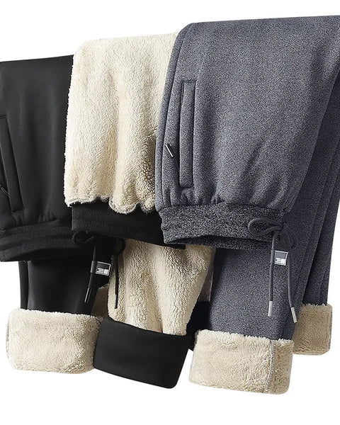 Men's Winter Cashmere Fleece Pants: Thick Casual Sports Joggers with Drawstring