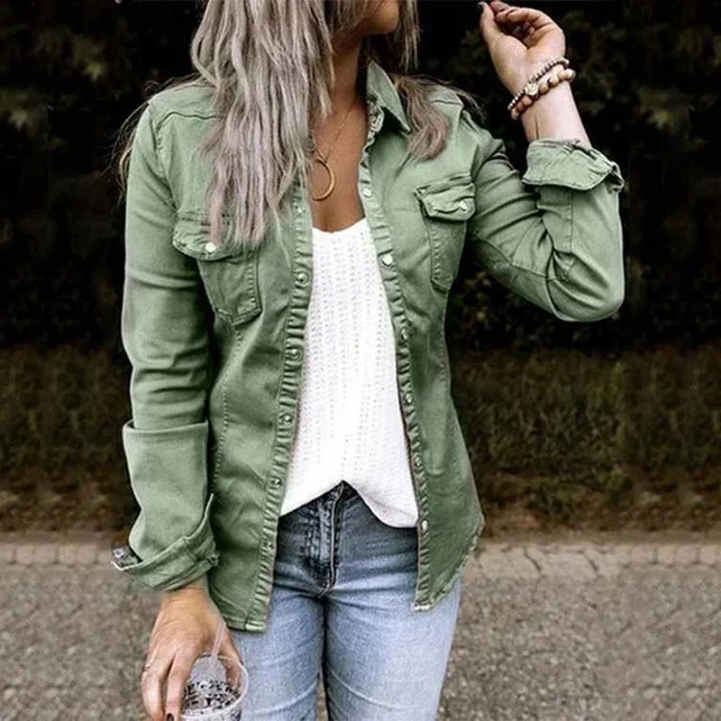 Black Denim Jacket Denim Jacket Coat Fashion New Slim Solid Color Women's Short Jacket Mid Length Denim Shirt