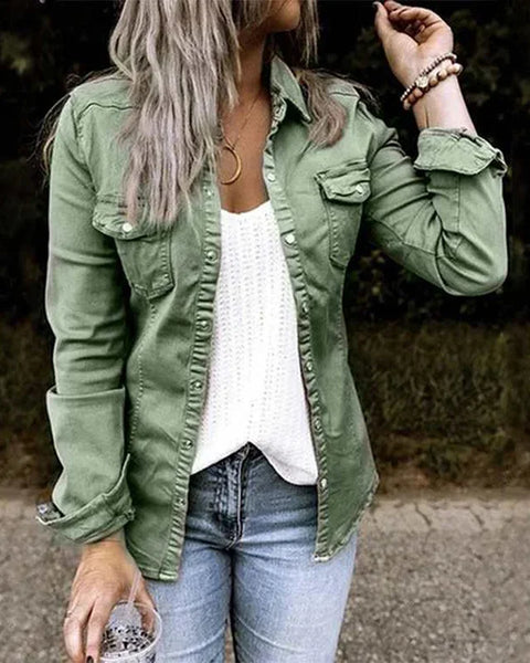 Black Denim Jacket Denim Jacket Coat Fashion New Slim Solid Color Women's Short Jacket Mid Length Denim Shirt