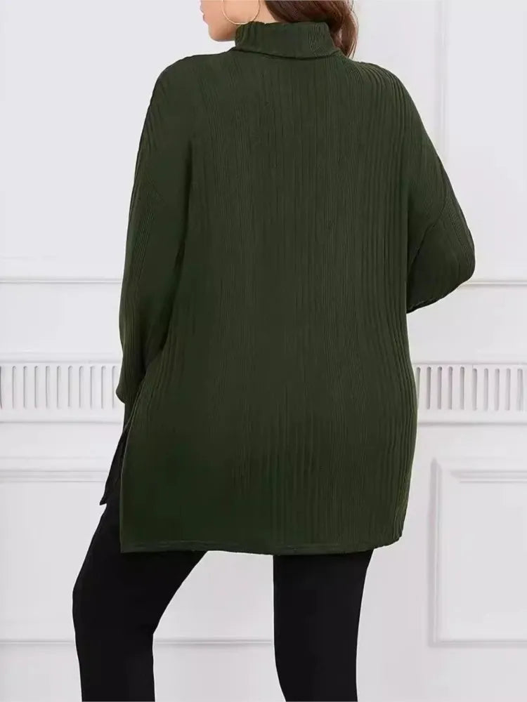 Autumn Turtleneck Pullover  Long Sleeve Loose Woman Tops