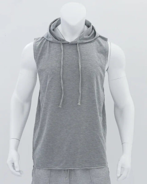 Men's Solid Color Hooded Tank Top: Quick-Dry Sleeveless Sports Vest for Gym & Running