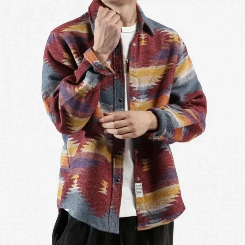 Shirts Men Tie Dye Long Sleeves Fashion Casual Dress Shirts Coats Male Vintage Shirts