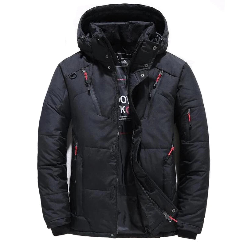 Men's Oversize Thick Padded Snow Coat: Hooded Winter Down Parka for Outdoor Warmth