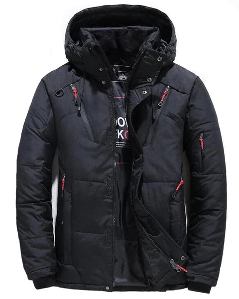 Men's Oversize Thick Padded Snow Coat: Hooded Winter Down Parka for Outdoor Warmth