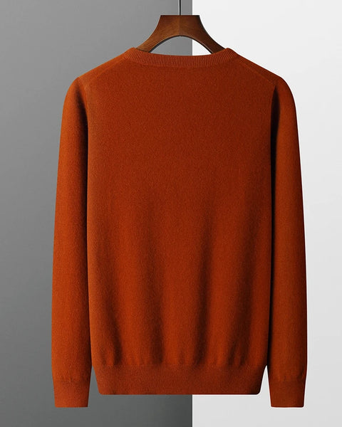 Men's 100% Pure Merino Wool Round Neck Pullover: Versatile Thin Solid Color Sweater for Autumn/Winter