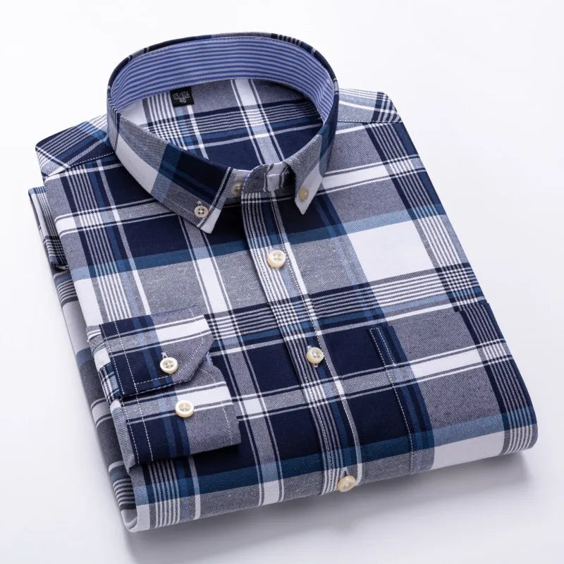 Men's Long Sleeve 100% Cotton Oxford Shirt Soft, Comfortable, and Quality Casual Business Wear