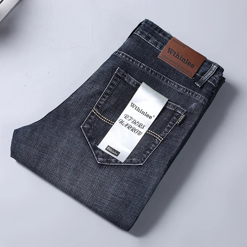 Classic Blue & Black Work Denim Trousers: Stylish Stretch Jeans for Every Season