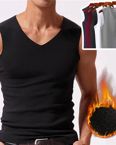 37℃ Men's Thermal Vest: Seamless V-Neck Long Underwear Tank Top for Autumn/Winter