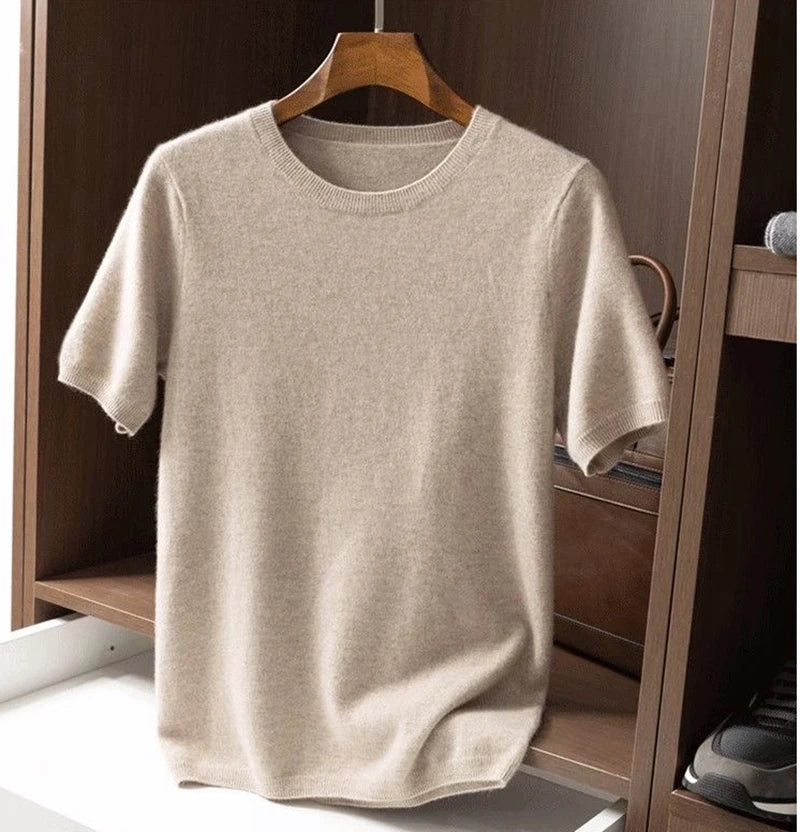 Merino Cashmere T-shirt Men Base Layer Merino Shirt Wicking Breathable Short T-shirt Luxury Clothing