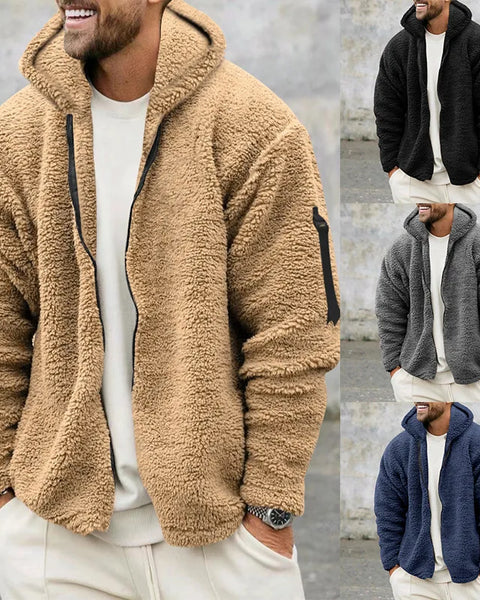 Men's American Heavy Coat: Double-Sided Fleece Hooded Jacket for Autumn & Winter Casual Sports