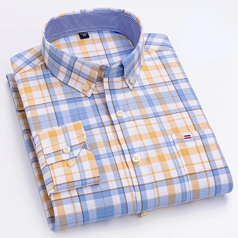 Men's Long Sleeve 100% Cotton Oxford Shirt Soft, Comfortable, and Quality Casual Business Wear