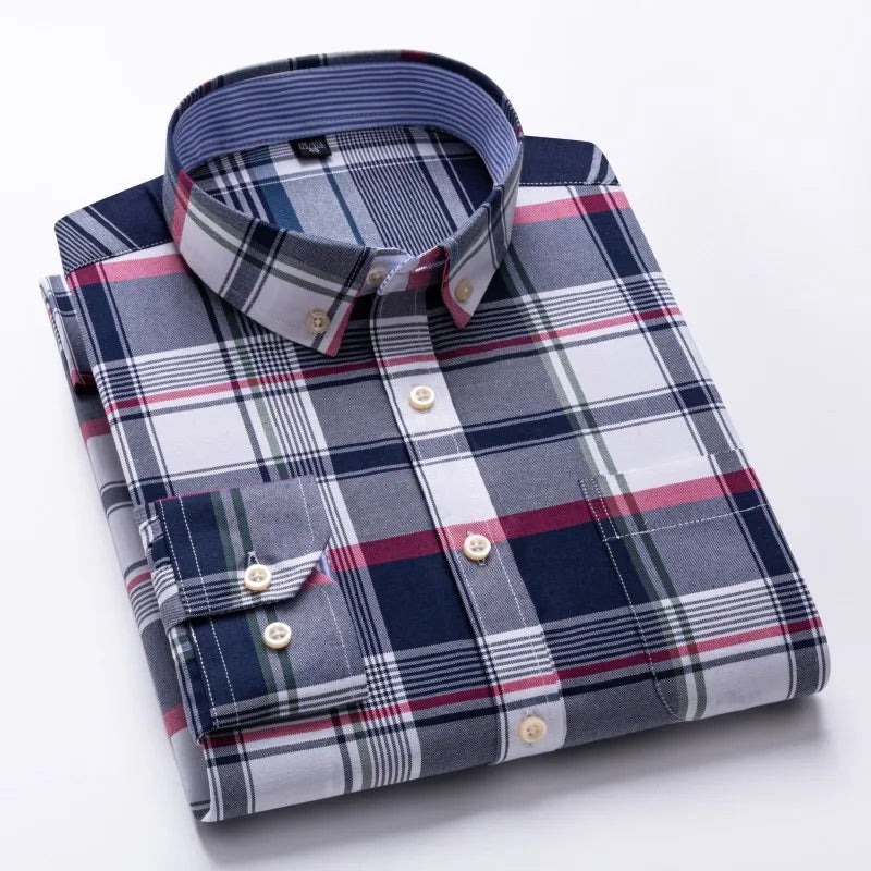 Men's Long Sleeve 100% Cotton Oxford Shirt Soft, Comfortable, and Quality Casual Business Wear