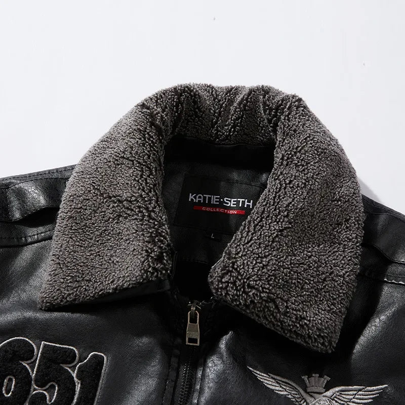 Men's Autumn Biker Jacket: Vintage Black Brown PU Leather with Faux Fur and Fleece