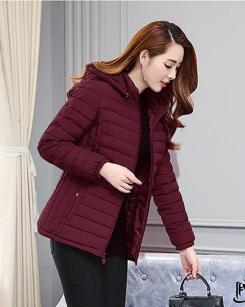 Winter  Ultralight Women's Parkas Slim Warm Jackets Cotton Padded with Hooded