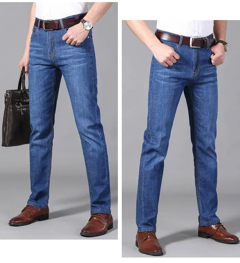 Men's Jeans: Thin, Baggy Wide-Leg Denim Pants with High Elasticity