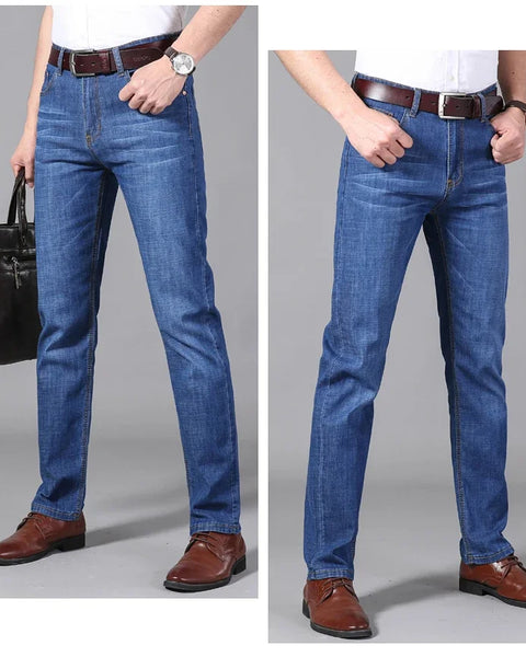 Men's Jeans: Thin, Baggy Wide-Leg Denim Pants with High Elasticity