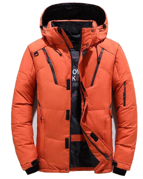 Men's Oversize Thick Padded Snow Coat: Hooded Winter Down Parka for Outdoor Warmth