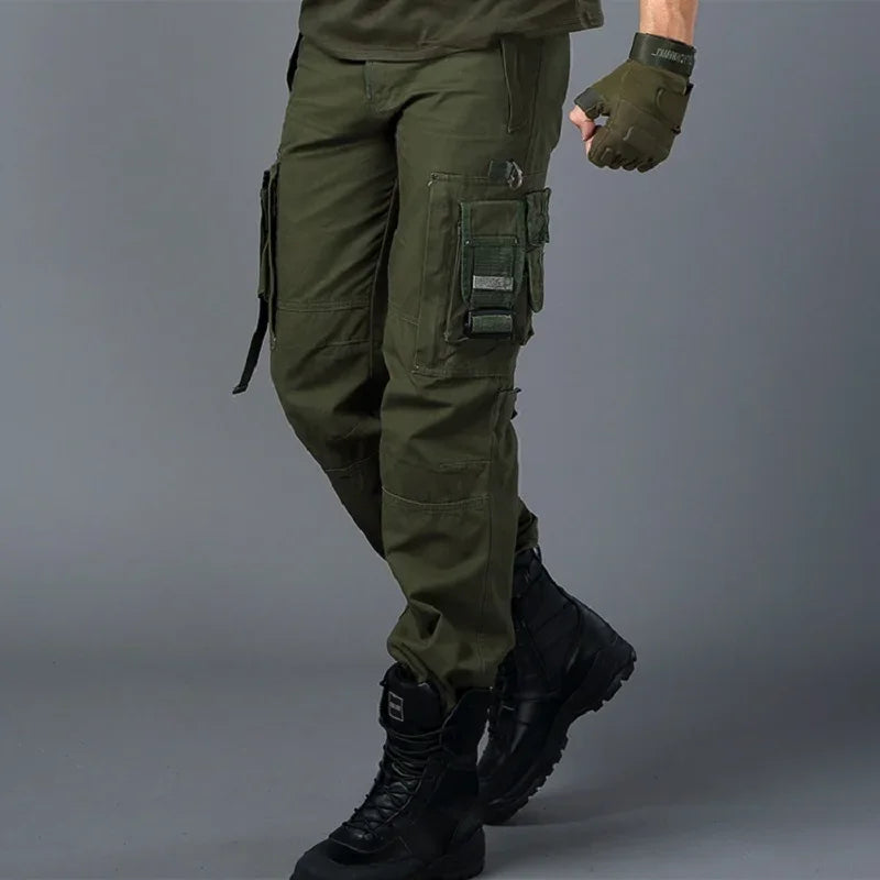 Men's Cargo Pants: Army Style Tactical Overalls with Multiple Pockets - Straight Fit Work Trousers