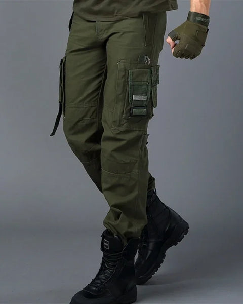 Men's Cargo Pants: Army Style Tactical Overalls with Multiple Pockets - Straight Fit Work Trousers