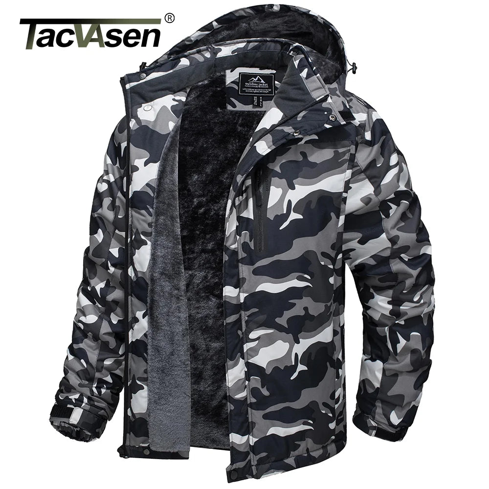 Men's Winter Thicken Fleece Jacket: Waterproof Hiking and Skiing Windbreaker Parka for Outdoor Trekking