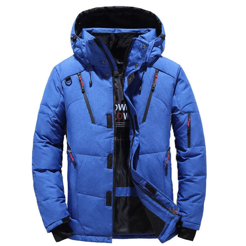 Men's Oversize Thick Padded Snow Coat: Hooded Winter Down Parka for Outdoor Warmth