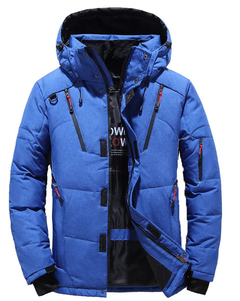 Men's Oversize Thick Padded Snow Coat: Hooded Winter Down Parka for Outdoor Warmth