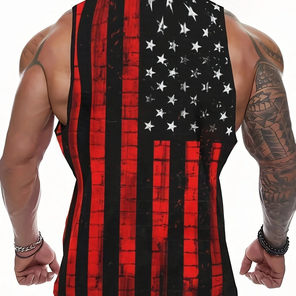 American Flag Print Tank Top: Lightweight Sleeveless Sports Tee for Gym Workouts & Bodybuilding