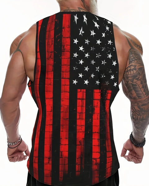 American Flag Print Tank Top: Lightweight Sleeveless Sports Tee for Gym Workouts & Bodybuilding