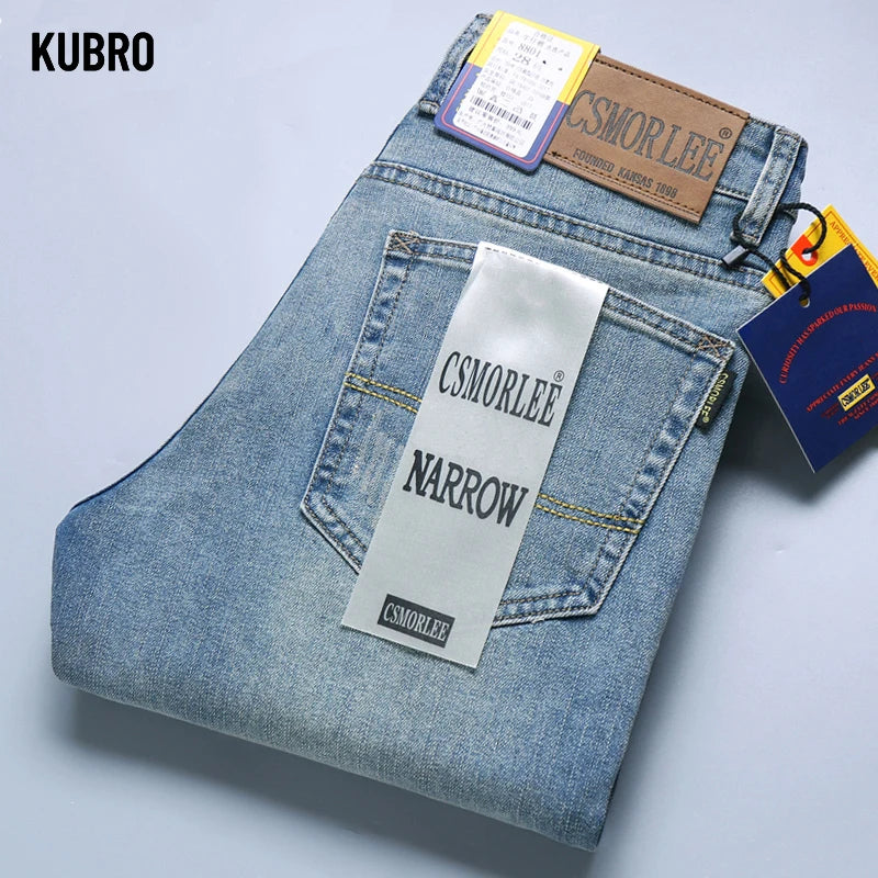 Classic Brand Casual Jeans Men High Quality Retro Slim Stretch Men's Cotton Trousers Embroidery Jean Homme Denim Pants