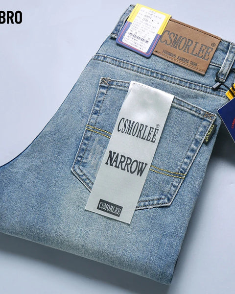 Classic Brand Casual Jeans Men High Quality Retro Slim Stretch Men's Cotton Trousers Embroidery Jean Homme Denim Pants