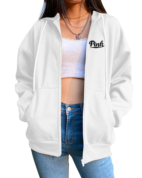 Women's Zipper Cardigan Hooded Sweatshirt Printing Outfits Fashion Casual Jogging Top Clothing Lady Versatile Sport Coat