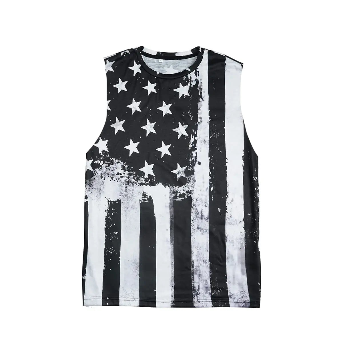 Men's Relaxed Casual Sleeveless Top: Comfortable Breathable American Flag Print