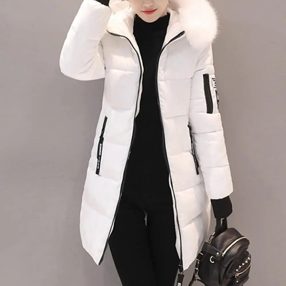 Women's Winter Coat Thick Cotton Padded Parka with Fur Neckline