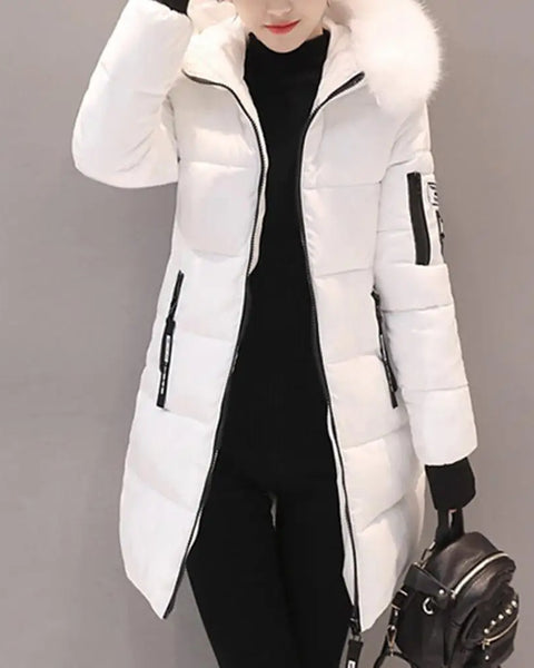 Women's Winter Coat Thick Cotton Padded Parka with Fur Neckline