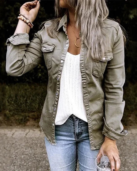 Black Denim Jacket Denim Jacket Coat Fashion New Slim Solid Color Women's Short Jacket Mid Length Denim Shirt